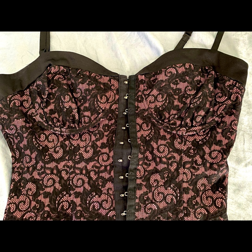 Bebe Black & Pink Lace Camisole Corset New with tags